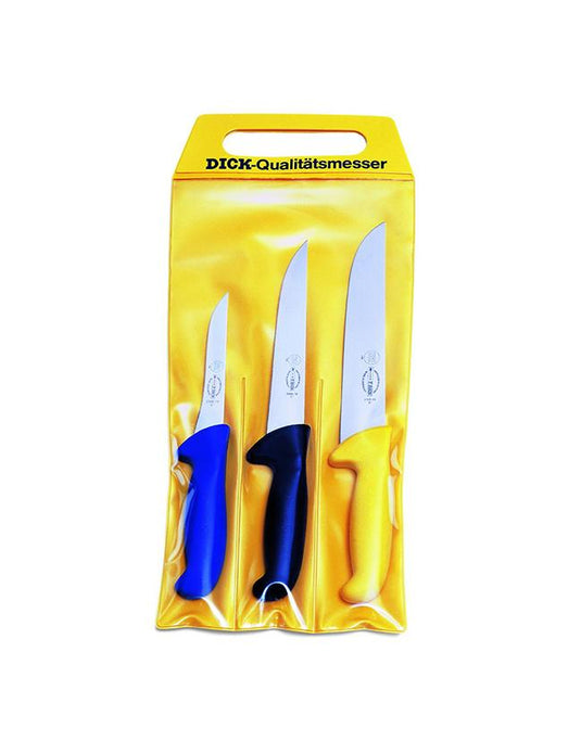 Set de 3 cutite profesionale pentru macelari, diferite dimensiuni, F. DICK ERGOGRIP 8.2570.00