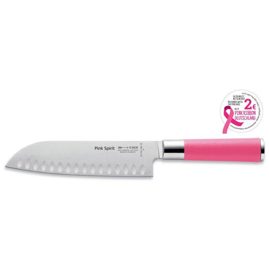 Cutitul Bucatarului Santoku, lama 18 cm, cu alveole, F. DICK PINKSPIRIT 8.1742.18K-79