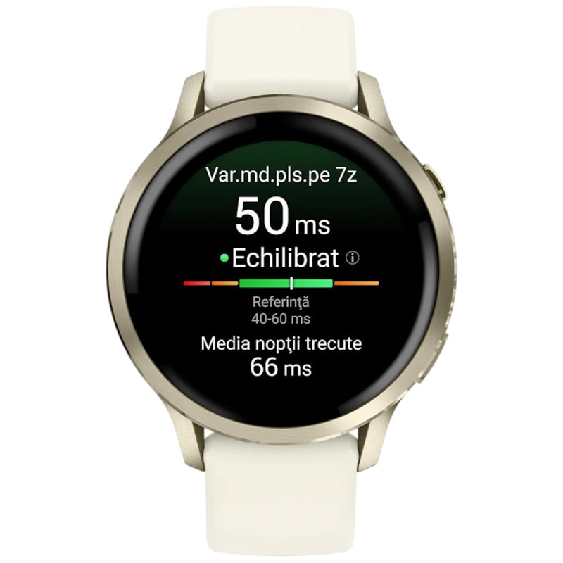 Încărcați imaginea în vizualizatorul Galerie, GARMIN - VENU 4 41MM SMARTWATCH CU GPS ȘI AMOLED - LUNAR GLOD CU CUREA DE SILICON BONE
