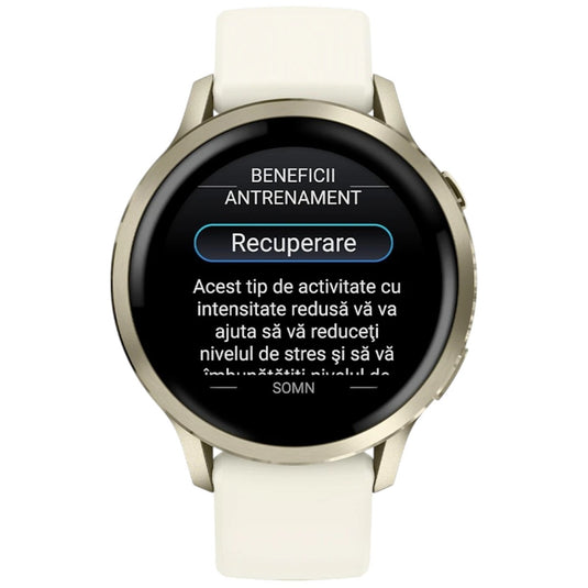 GARMIN - VENU 4 41MM SMARTWATCH CU GPS ȘI AMOLED - LUNAR GLOD CU CUREA DE SILICON BONE