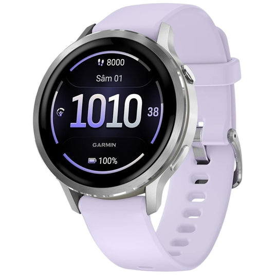 GARMIN - VENU 4 41MM SMARTWATCH CU GPS ȘI AMOLED - SILVER CU CUREA DE SILICON PERIWINKLE