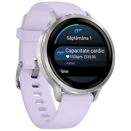 GARMIN - VENU 4 41MM SMARTWATCH CU GPS ȘI AMOLED - SILVER CU CUREA DE SILICON PERIWINKLE