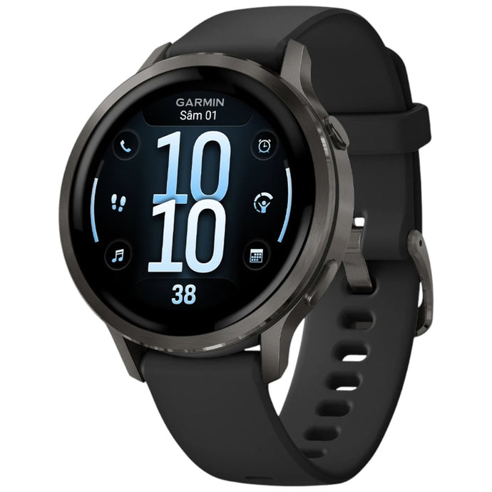 GARMIN - VENU 4 41MM SMARTWATCH CU GPS ȘI AMOLED - GRI ARDEZIE CU CUREA DIN SILICON NEGRU