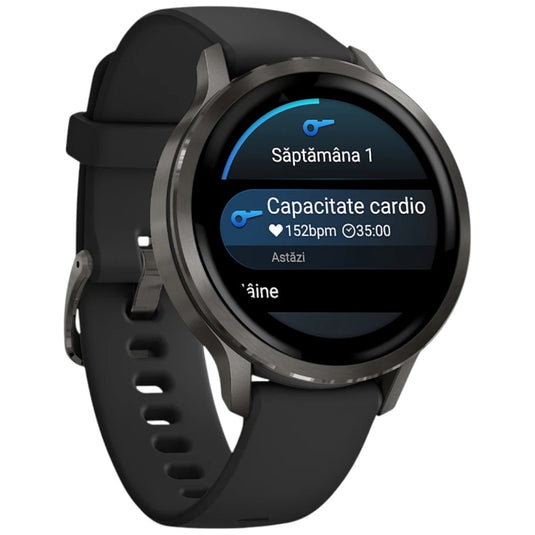 GARMIN - VENU 4 41MM SMARTWATCH CU GPS ȘI AMOLED - GRI ARDEZIE CU CUREA DIN SILICON NEGRU