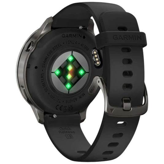 GARMIN - VENU 4 41MM SMARTWATCH CU GPS ȘI AMOLED - GRI ARDEZIE CU CUREA DIN SILICON NEGRU