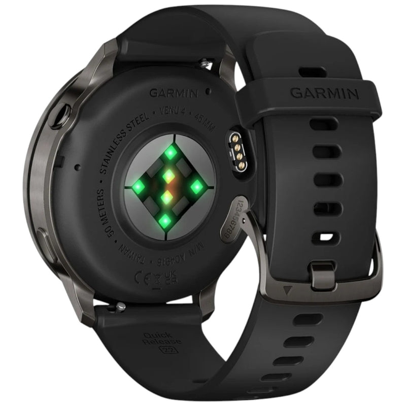 Încărcați imaginea în vizualizatorul Galerie, GARMIN - VENU 4 45MM SMARTWATCH CU GPS ȘI AMOLED - GRI ARDEZIE CU CUREA DIN SILICON NEGRU
