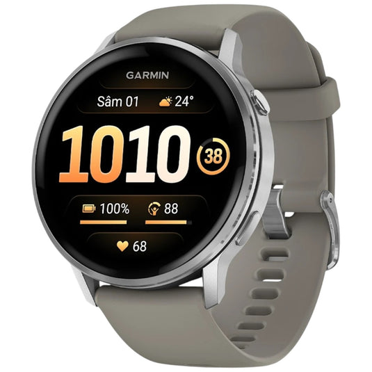 GARMIN - VENU 4 45MM SMARTWATCH CU GPS ȘI AMOLED - SILVER CU CUREA DE SILICON SILVER GRAY