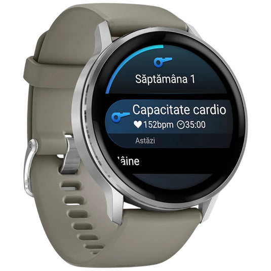 GARMIN - VENU 4 45MM SMARTWATCH CU GPS ȘI AMOLED - SILVER CU CUREA DE SILICON SILVER GRAY