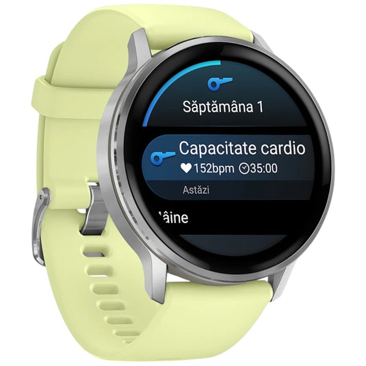 GARMIN - VENU 4 45MM SMARTWATCH CU GPS ȘI AMOLED - SILVER CU CUREA DE SILICON CITRON