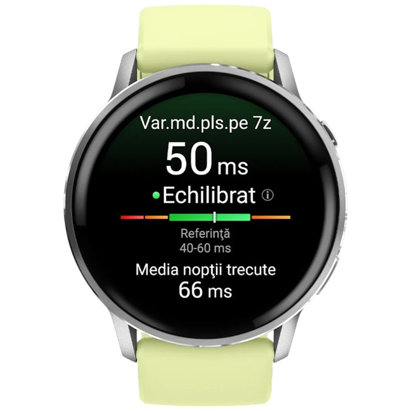 Încărcați imaginea în vizualizatorul Galerie, GARMIN - VENU 4 45MM SMARTWATCH CU GPS ȘI AMOLED - SILVER CU CUREA DE SILICON CITRON

