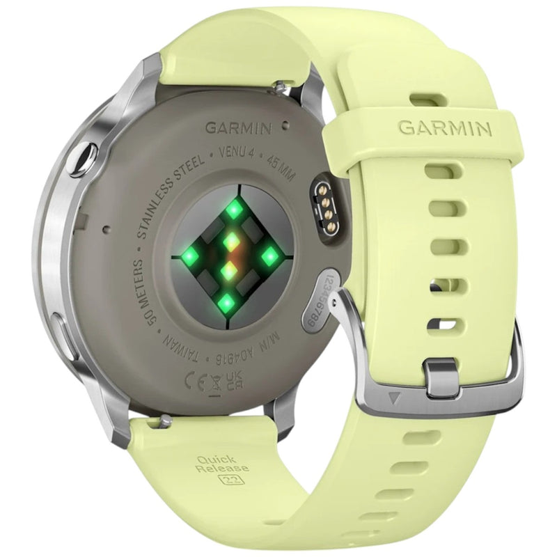 Încărcați imaginea în vizualizatorul Galerie, GARMIN - VENU 4 45MM SMARTWATCH CU GPS ȘI AMOLED - SILVER CU CUREA DE SILICON CITRON
