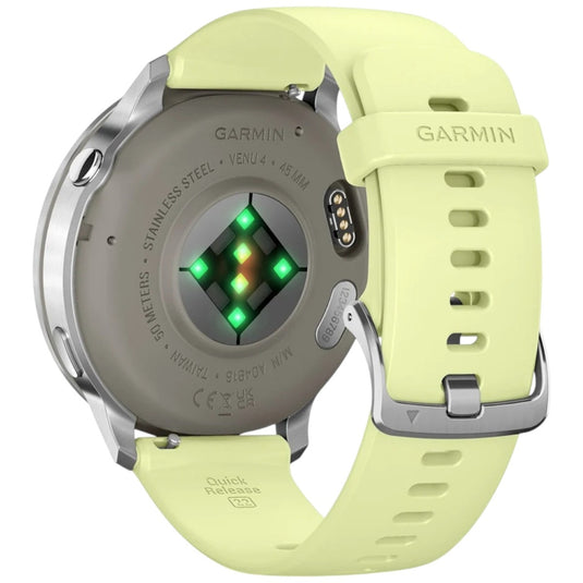 GARMIN - VENU 4 45MM SMARTWATCH CU GPS ȘI AMOLED - SILVER CU CUREA DE SILICON CITRON