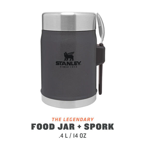 Load image into Gallery viewer, Termos de mancare STANLEY LEGENDARY FOOR JAR &amp; SPORK 0.4 L CHARCOAL 10-09382-082
