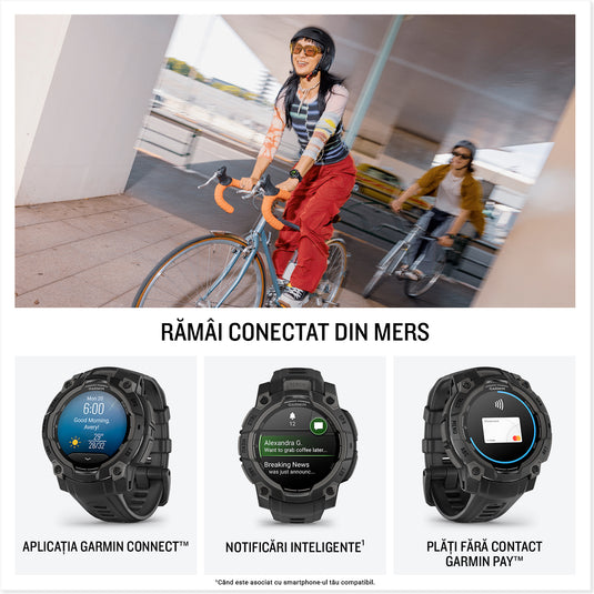 GARMIN INSTINCT 3 - 45 MM AMOLED NEGRU - SMARTWATCH ROBUST CU GPS