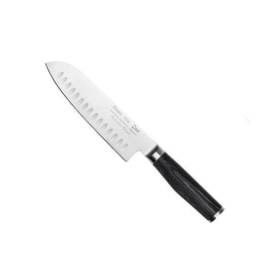 Cutitul Santoku, lama 18 cm cu alveole, maner din lemn, IVO POINT 1954 119322.18