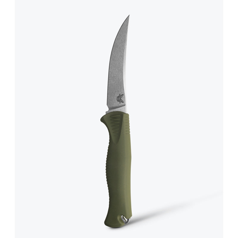 Încărcați imaginea în vizualizatorul Galerie, Cutit de transat BENCHMADE Meatcrafter® | Dark Olive Santoprene® | 4&quot; Trailing point 15505
