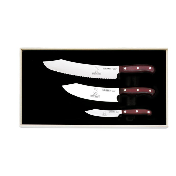 Set de 3 cutite, lama forjata, maner de micarta, diferite dimensiuni, GIESSER PREMIUM CUT 1996.3.RC