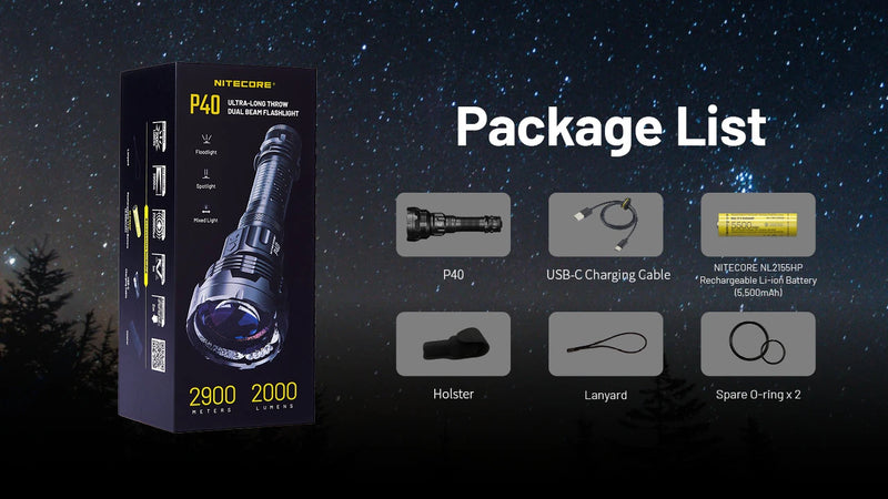 Load image into Gallery viewer, Lanternă Profesională NITECORE P40, USB-C, 2000 Lumeni, 2900 Metri
