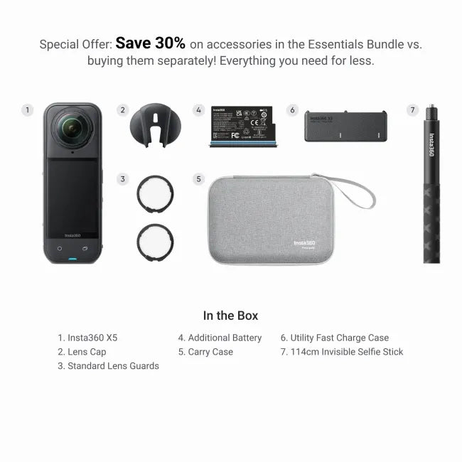Load image into Gallery viewer, Insta360 X5 Camera Video Sport 8K 360° - Essential Bundle
