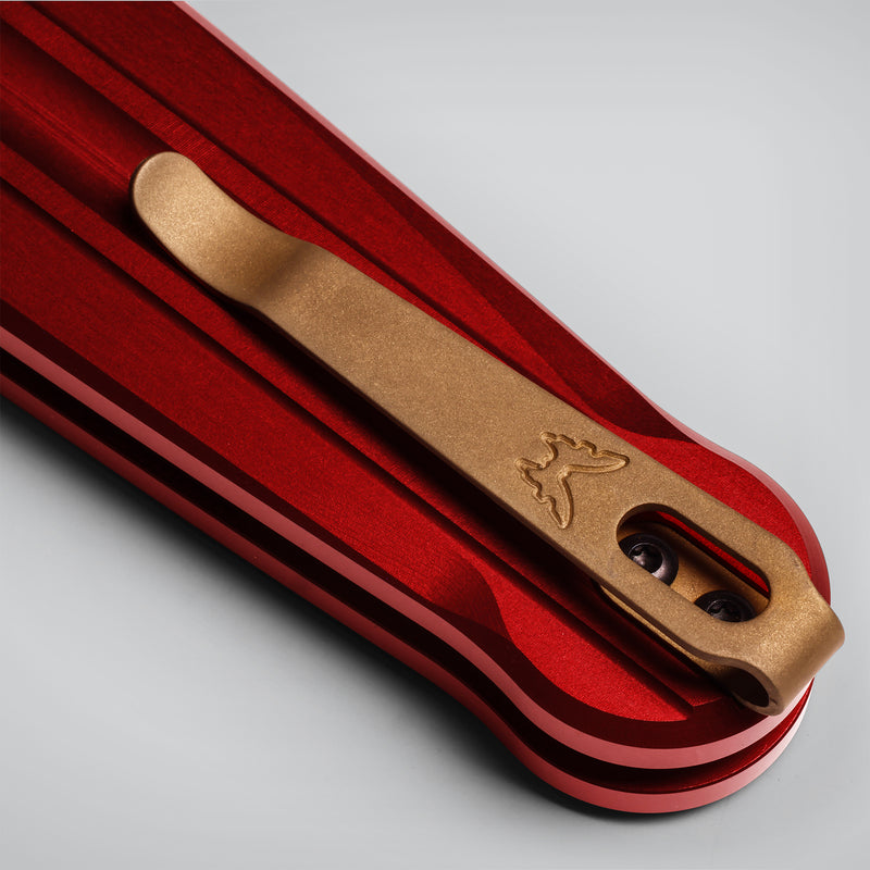 Încărcați imaginea în vizualizatorul Galerie, Briceag de buzunar BENCHMADE LOWDEN ™ | Phoenix Red Aluminum 491GY-01
