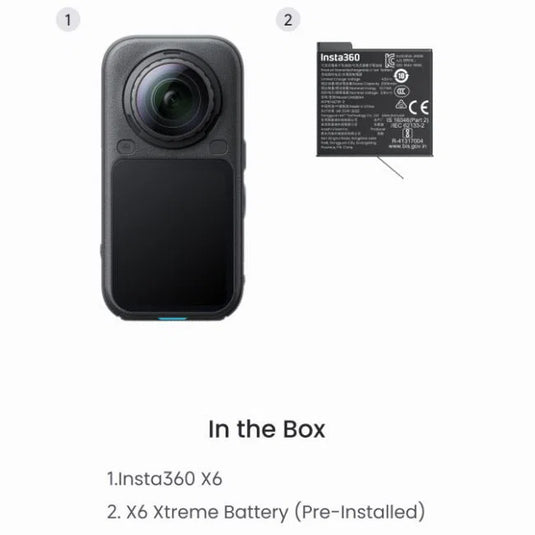 Camera video sport 8K 360 - X6 - Standard Bundle Midnight Black