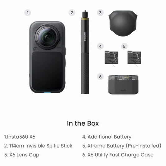 Camera video sport 8K 360 - X6 - Essentials Bundle Midnight Black