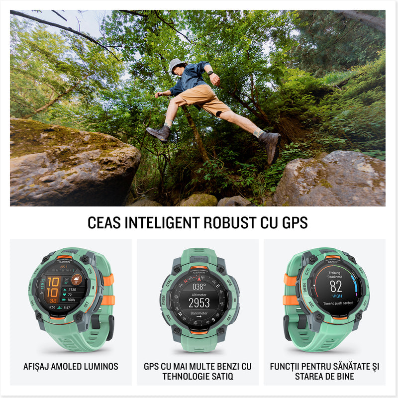 Încărcați imaginea în vizualizatorul Galerie, GARMIN INSTINCT 3 - 45 MM AMOLED VERDE NEO TROPIC - SMARTWATCH ROBUST CU GPS
