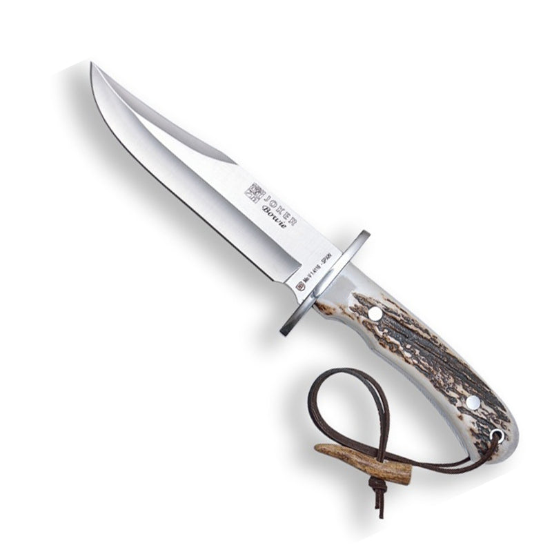 Încărcați imaginea în vizualizatorul Galerie, Cutit pentru vanatoare JOKER BOWIE, maner corn cerb, lama full tang 16 cm, CC96
