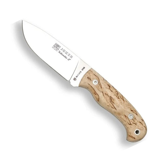 Cutit pentru outdoor JOKER MONTES II, maner lemn mesteacan cret, lama full tang 11 cm, CL58