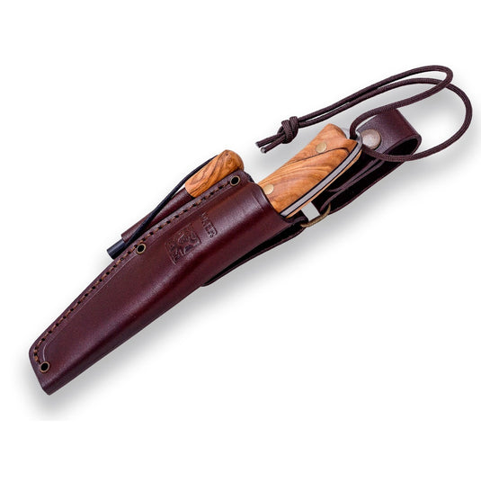 Cutit pentru Outdoor JOKER BUSHCRAFTER, maner lemn maslin, lama full tang 10.5 cm, CO120-P
