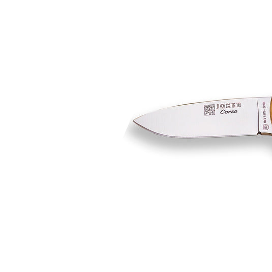 Cutit pentru jupuit JOKER CORZO, maner lemn maslin, lama full tang 10 cm, CO25