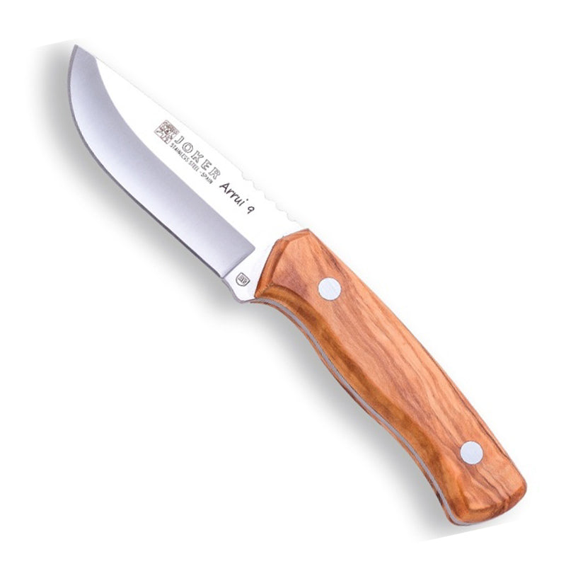 Load image into Gallery viewer, Cutit pentru Outdoor JOKER ARRUI 9, maner lemn maslin, lama full tang 9 cm, CO64
