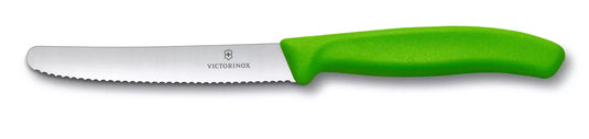 Cutit de masa, Swiss Classic, lama dreapta zimtata 11 cm, maner verde, VICTORINOX 6.7836.L114