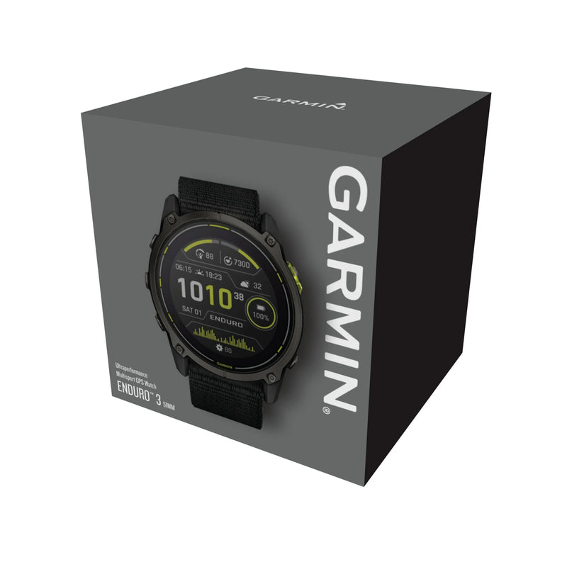 Load image into Gallery viewer, Ceas Garmin Enduro 3 - ceas ultra multisport cu GPS - ramă gri din titanium DLC si curea textilă neagră
