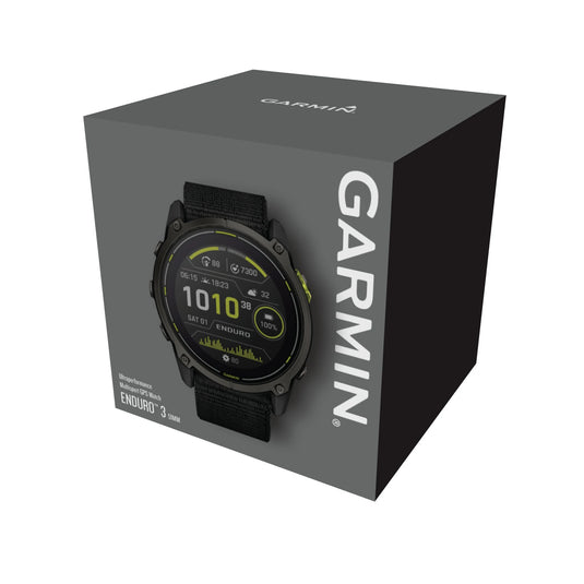 Ceas Garmin Enduro 3 - ceas ultra multisport cu GPS - ramă gri din titanium DLC si curea textilă neagră