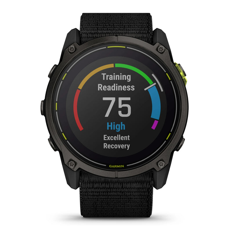 Load image into Gallery viewer, Ceas Garmin Enduro 3 - ceas ultra multisport cu GPS - ramă gri din titanium DLC si curea textilă neagră
