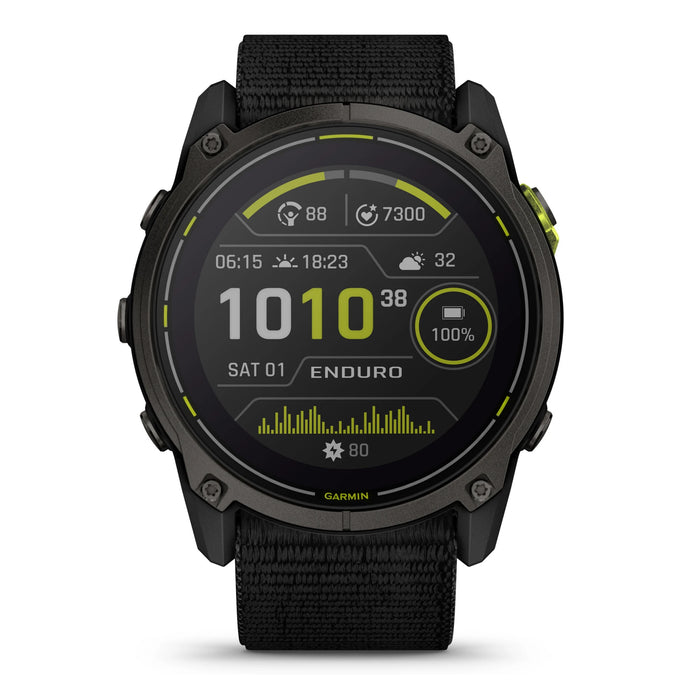 Ceas Garmin Enduro 3 - ceas ultra multisport cu GPS - ramă gri din titanium DLC si curea textilă neagră