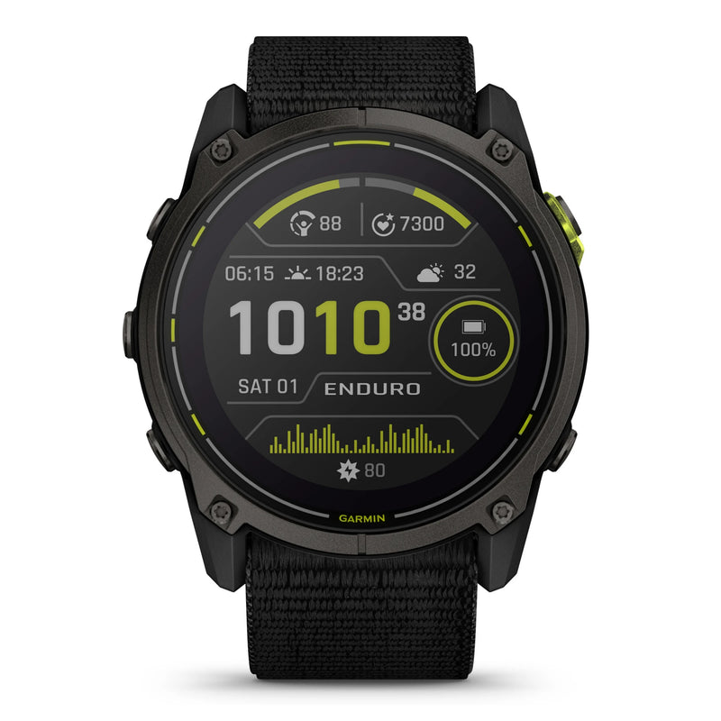 Load image into Gallery viewer, Ceas Garmin Enduro 3 - ceas ultra multisport cu GPS - ramă gri din titanium DLC si curea textilă neagră
