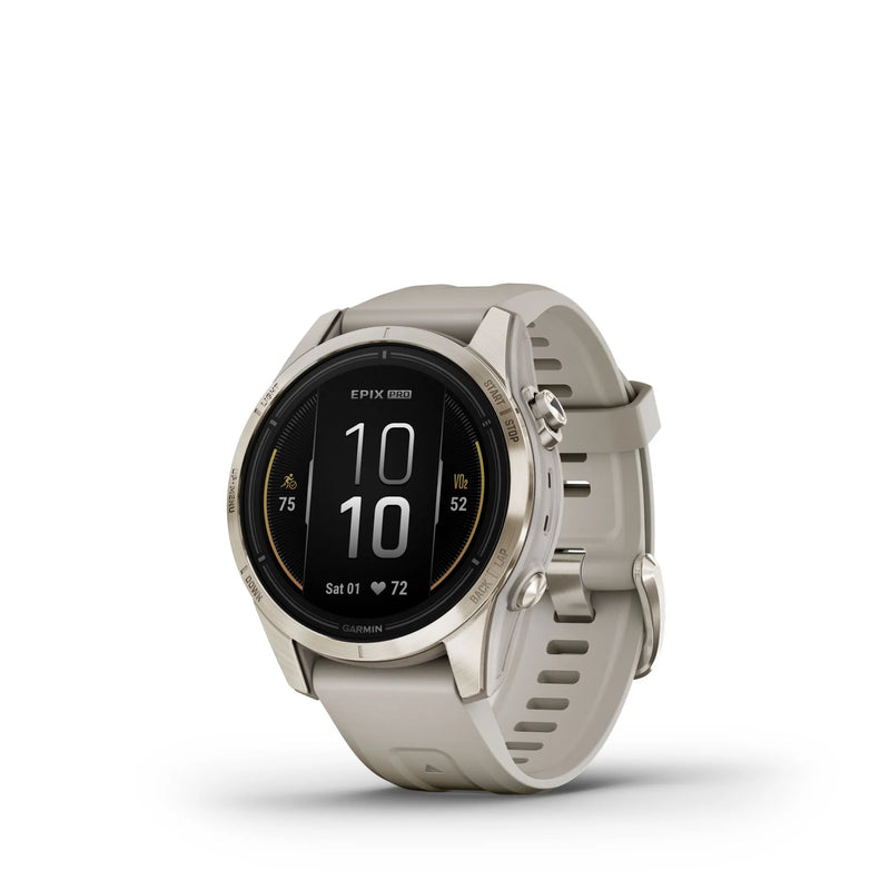 Load image into Gallery viewer, Ceas Garmin - epix Pro 42mm Gen 2s Sapphire smartwatch premium AMOLED - ramă Soft Gold si curea din silicon crem
