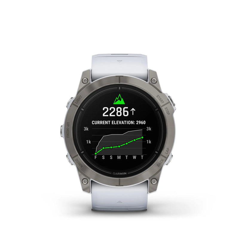 Load image into Gallery viewer, Ceas Garmin - epix Pro 51mm Gen 2X Sapphire smartwatch premium AMOLED - ramă din titanium si curea din silicon albă
