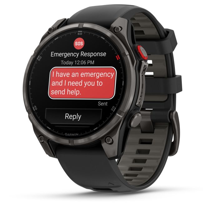 Load image into Gallery viewer, Ceas Garmin - fenix 8 Pro 51mm - smartwatch premium AMOLED Sapphire - ramă gri din titanium DLC si curea din silicon neagră-gri
