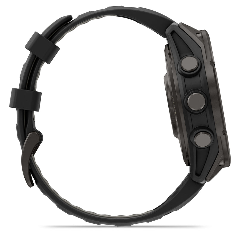 Load image into Gallery viewer, Fenix 8 Pro AMOLED Sapphire - 47 mm - Carbon Gray DLC Titanium with Black | Pebble gary silicone band
