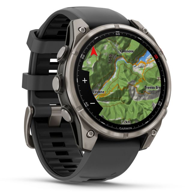 Load image into Gallery viewer, Ceas Garmin - fenix 8 Pro 51mm - smartwatch premium AMOLED Sapphire - ramă argintie din titanium si curea din silicon neagră-gri
