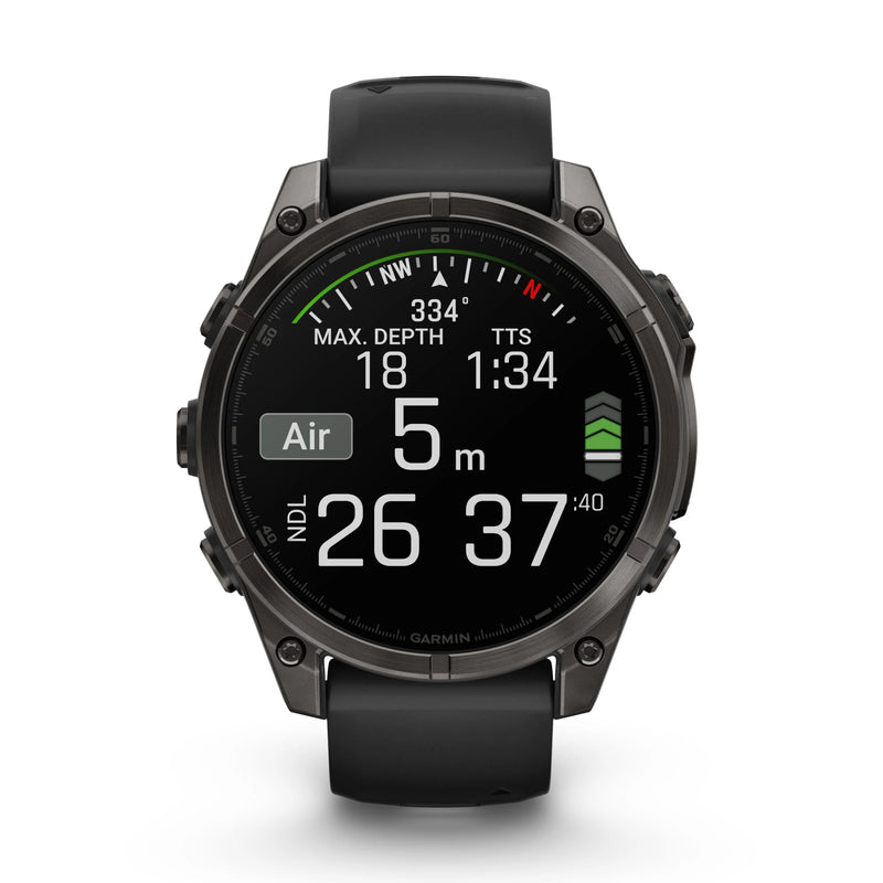 Încărcați imaginea în vizualizatorul Galerie, Ceas Garmin - fenix 8 AMOLED Sapphire 47mm - smartwatch premium AMOLED - ramă gri din titanium DLC si curea din silicon neagră-gri
