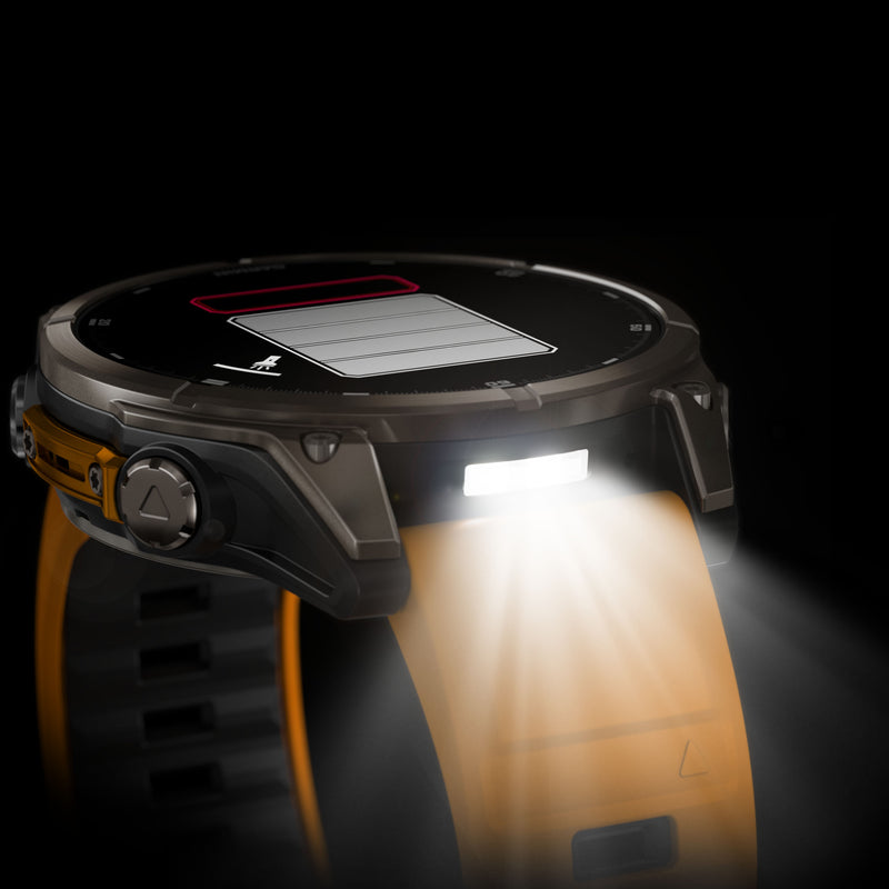 Load image into Gallery viewer, fenix 8 AMOLED Sapphire - 47 mm - Titanium with Spark Orange | Graphite Silicone Band
