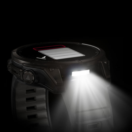 Fenix 8 AMOLED Sapphire - 47 mm - Carbon Gray DLC Titanium with Black | Pebble Gray Silicone Band