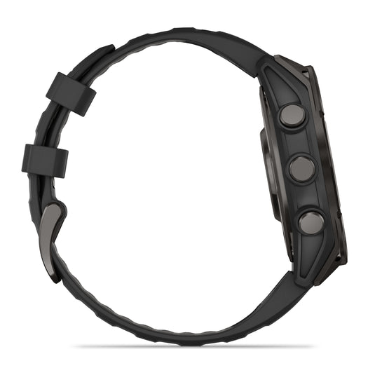 Fenix 8 AMOLED Sapphire - 47 mm - Carbon Gray DLC Titanium with Black | Pebble Gray Silicone Band