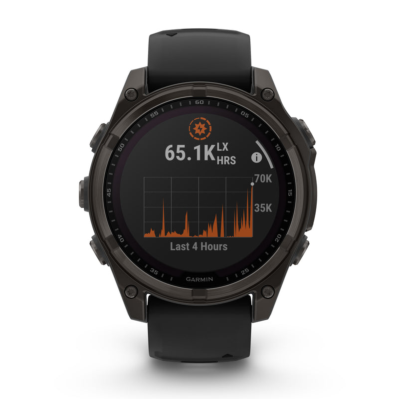 Load image into Gallery viewer, Fenix 8 Solar Sapphire - 47 mm - Carbon Gray DLC Titanium with Black | Pebble Gray Silicone Band
