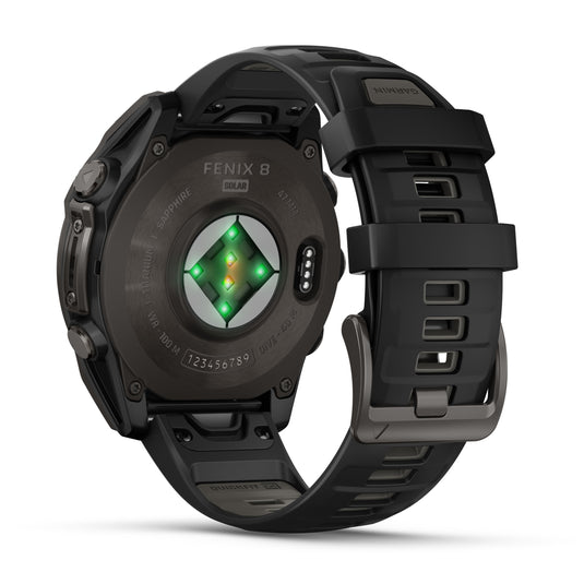 Fenix 8 Solar Sapphire - 47 mm - Carbon Gray DLC Titanium with Black | Pebble Gray Silicone Band
