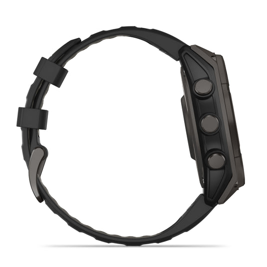 Fenix 8 Solar Sapphire - 47 mm - Carbon Gray DLC Titanium with Black | Pebble Gray Silicone Band